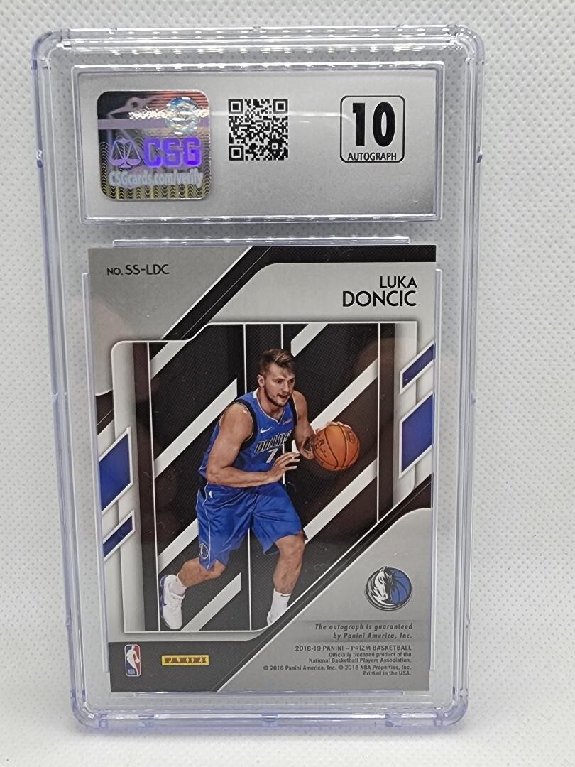 2018-19 Panini Prizm Sensational Signatures Luka Doncic RC Auto CSG 9 Mint view 2
