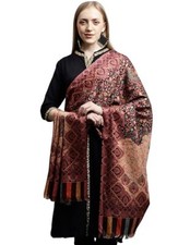 Women's Acro Wool Blend Digital Print Design Woven Wraps, Stoles Design-2