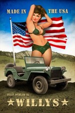 Willy's Pinup Metal Sign - Hand Made in the USA with American Steel