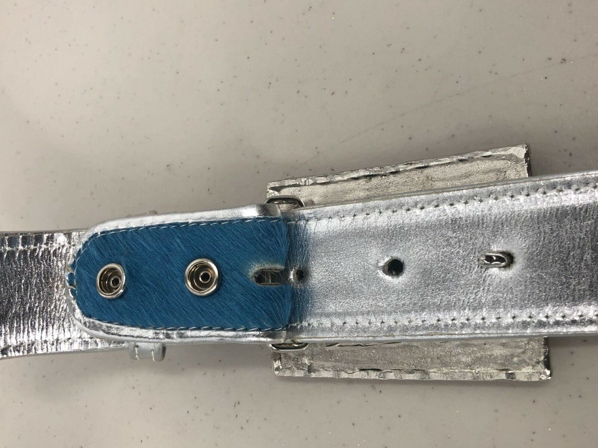 Wink Belt Multi Blue Crystal Buckle Blue Faux Fur Womens  display picture 2