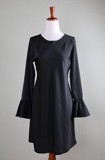 J.CREW NWT $128 Winter Garden Bell Sleeve Shift Dress in Black Size 2