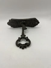 Skeleton Key in Lock Hook Coat Towel Hanger Cast Iron Victorian - Black 5.5”