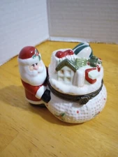 Harry and David Christmas Santa trinket Box card holder 1990's