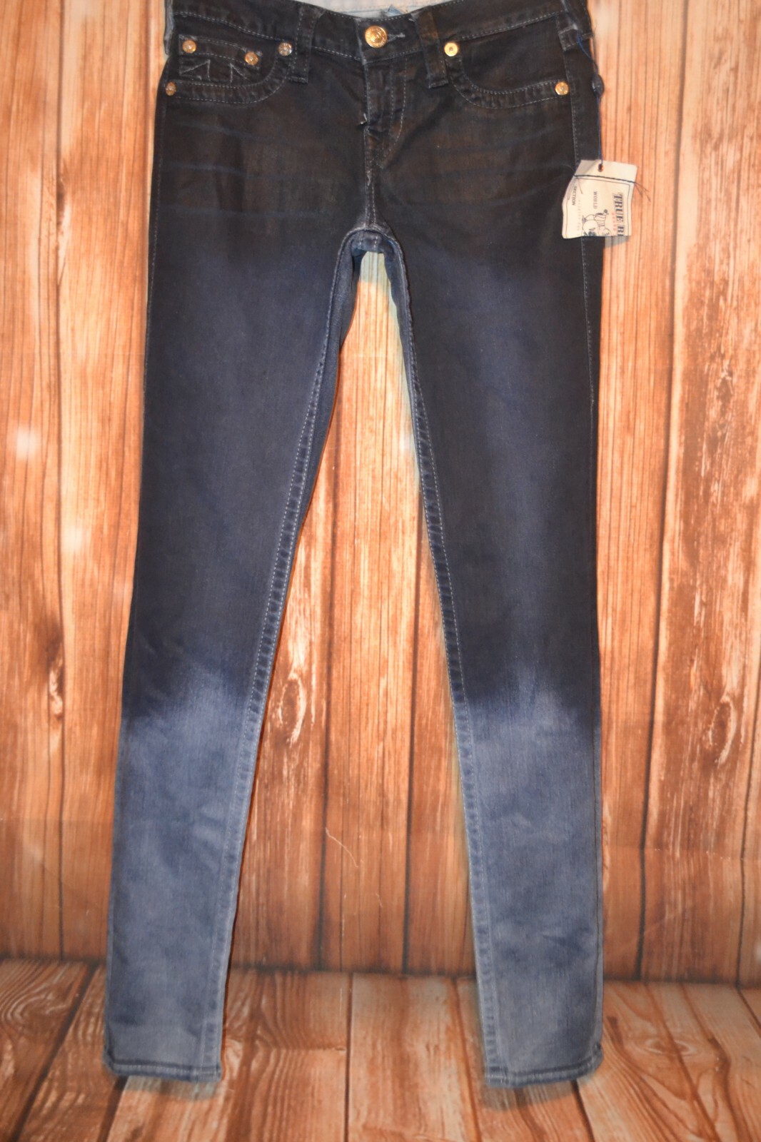 NWT True Religion Women's Skinny No Pocket Flap Dark Blue Denim Jeans Sz 28x32 thumbnail 7