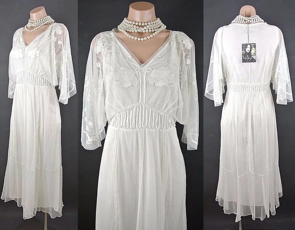 Vestido Nataya Marfil Encaje S Estilo Gatsby Boda Novia Vintage Bohemio Nuevo con Etiquetas #40116 Foto 2 de 4