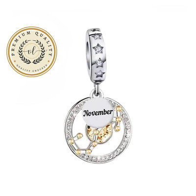 November Zodiac Birthstone Charm, November Charm, Scorpio Charm