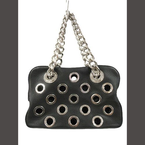 Prada chain shoulder bag black punching eyelet 1BB017 Used