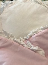 Baby padded swaddling wrap pink white hook  loop frill girl cotton VGC