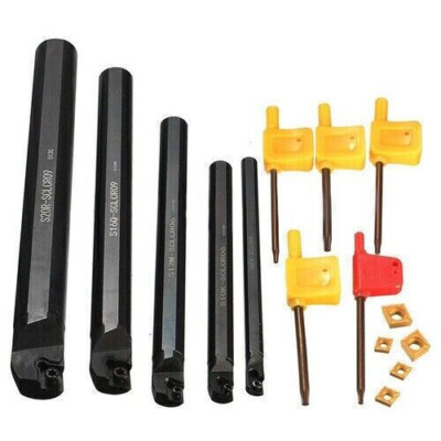 7/10/12/16/20mm SCLCR Lathe Turning Tool Holder Boring Bar + 5x Carbide Inserts