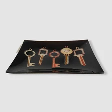 $198 LISA BAYER Keys Glass Tray 7" x 10"