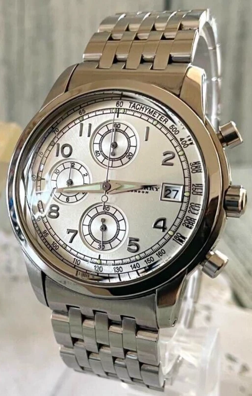 Burberry London Men Watch Chronograph Round Design Wristwatch Working Used
