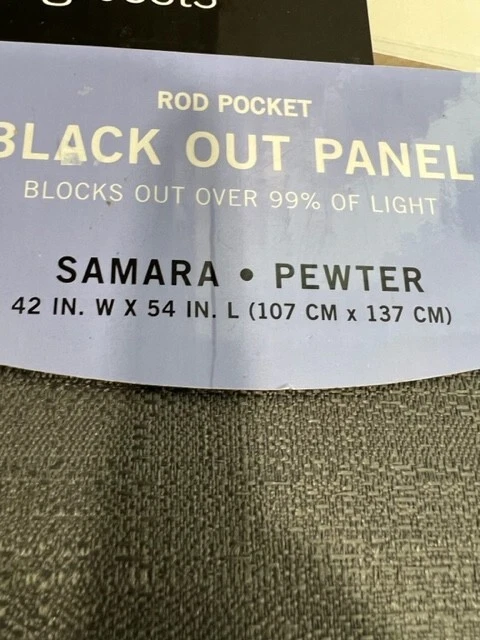 Eclipse Rod Pocket Black Out Panel 42 in W x 45 In L Samara Pewter NEW - Image 2 of 3