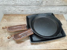 BISON Leather Pan Handle Sleeves Cast Iron Skillet Holder Pan Cover Hot Pads