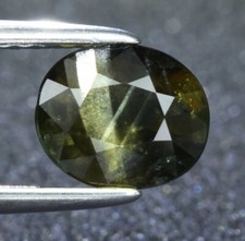 SAPPHIRE 1.33ct Striped Green Oval 7x6x3.7mm Natural Untreated Unheated Nigeria