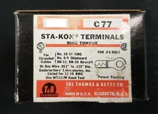 Thomas & Betts Sta-Kon (Qty 50) C77 Wire Ring Terminals 12-10 AWG, #8 Bolt