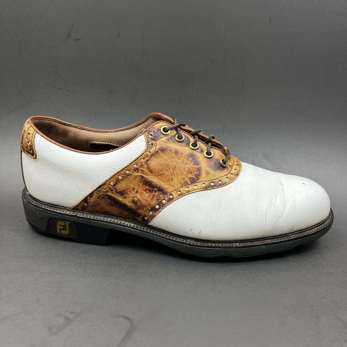 Footjoy FJ Icon Golf Shoes Used White Leather 52013 Soft Spike
