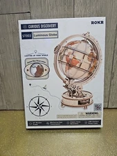 Luminous Globe with LED Light DIY Wooden Model Building Block Kits Assembly Toy