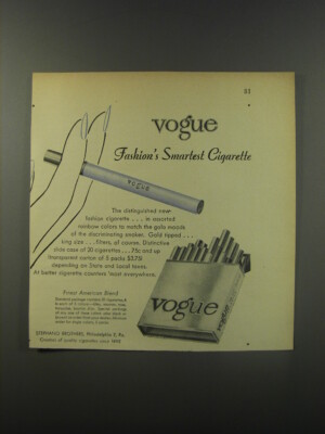 who sells vogue cigarettes 1956 Vogue Cigarettes Ad - Vogue Fashion's Smartest cigarette