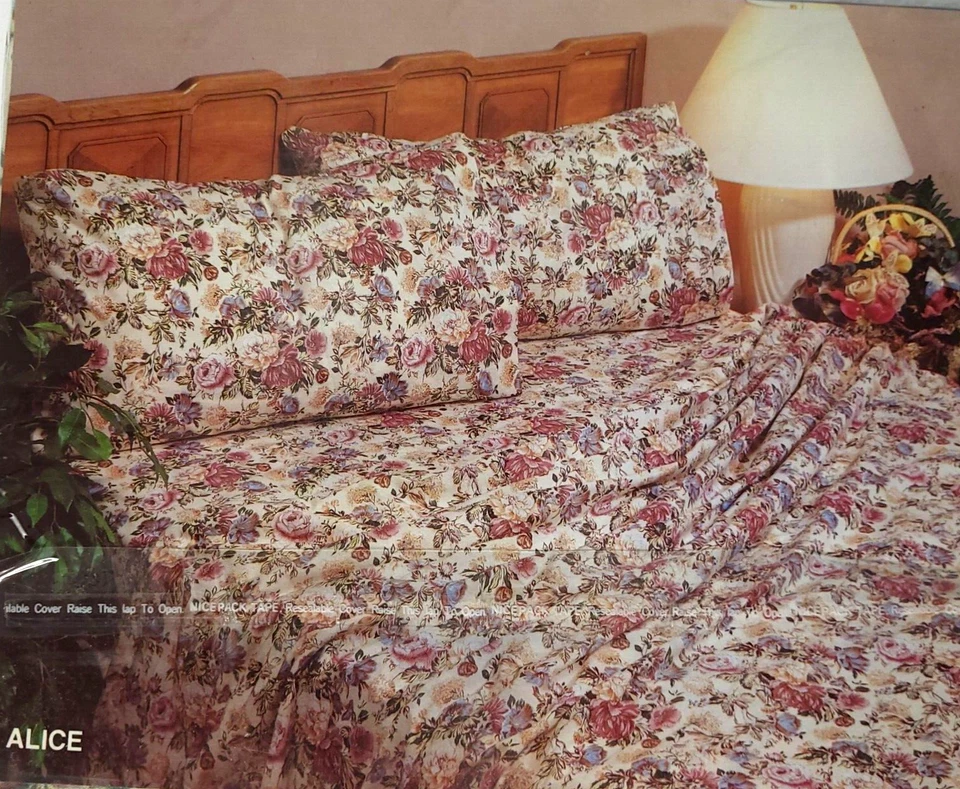 Juego de sábanas vintage de 3 piezas tamaño doble Alicia floral poliéster/algodón sin planchar Foto 3 de 4