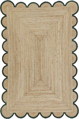 Scallop Rug Jute Carpet 100% Natural Runner Braided Decorative Modern Rustic rug