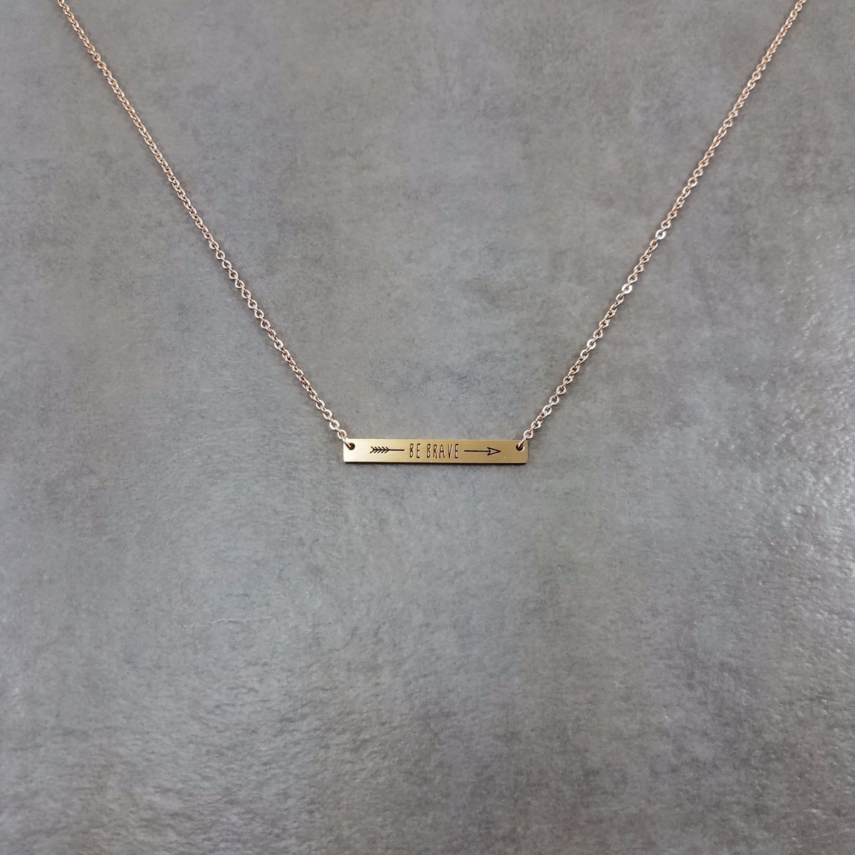 Be Brave Bar GOLD Plated Necklace Gift Box Horizontal Arrow