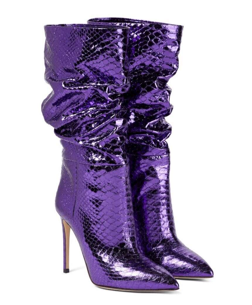 Paris Texas Purple Python Effect Leather Boots - image 1