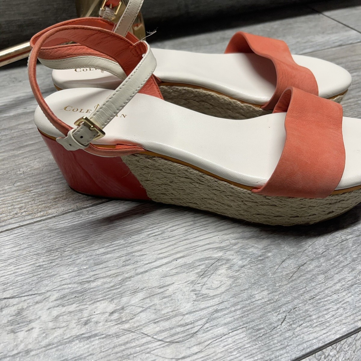cole haan arden wedge　サイズ8B COLE HAAN ARDEN Green Thumb Leather Wedges Sandals Shoes