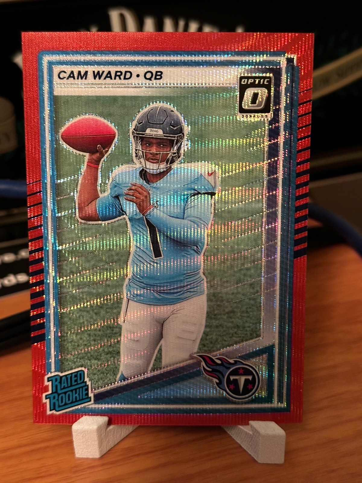 Cam Ward 2025 Donruss Rated Rookie Red Wave Optic Preview RC #350 Titans 🏈🔥🚨