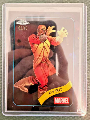 2025 Topps Marvel Chrome Pyro 02/10 BLACK Parallel X-Men Villain SSP