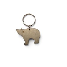 Handcrafted Wooden Bear Keychain Rustic Animal Silhouette Charm Nature Gift boho