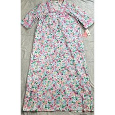 Vintage Housecoat Gown Medium NWT Carole Floral Button Up Long Cottagecore