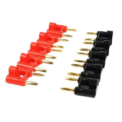 Gold Plated Banana Plugs 10PCS Dual 4mm Speaker Connector Red Black 12 AWG - Image 1 of 4