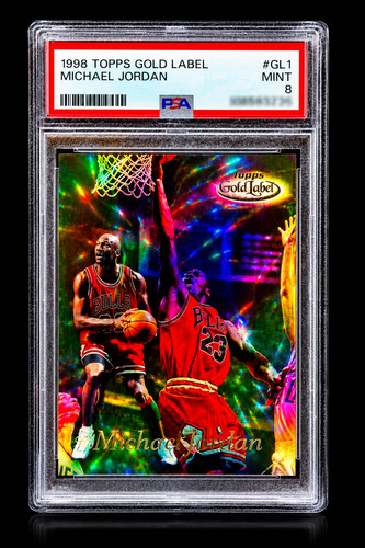 MICHAEL JORDAN HOLO REFRACTOR GOLD LABEL PSA 8 MINT BASE TOPPS BULLS