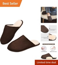 Stylish Men's Scuff Slippers - Memory Foam  Sherpa, Size 9-10, All-Season Use