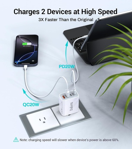 40W USB C Charger Cube, 2-Pack Wall Plug Fast Charging Block, 4-Port White - Picture 3 of 7