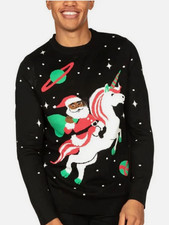 Tipsy Elves Men's Santa Unicorn Ugly Christmas Sweater  Sz M  19