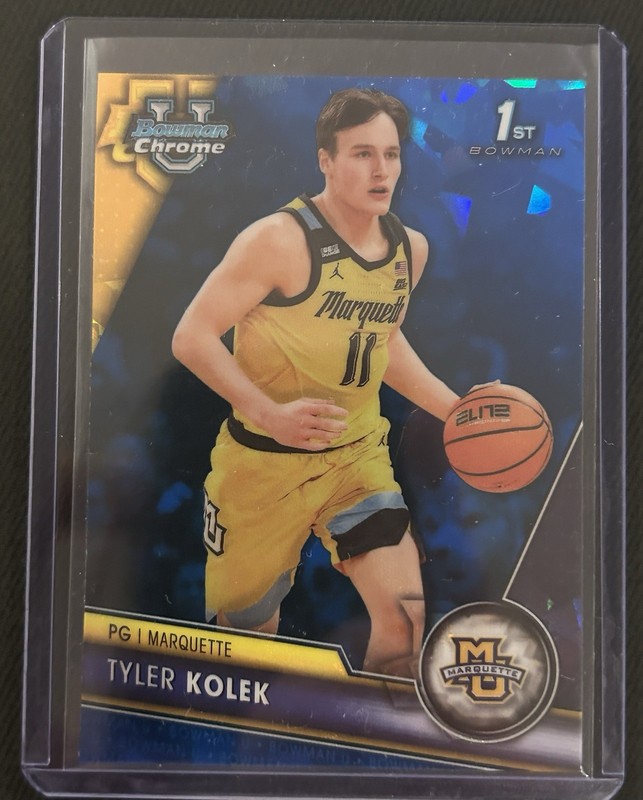 2023-24 Bowman U Chrome Tyler Kolek 1st Sapphire Blue Ice Refractor / Marquette