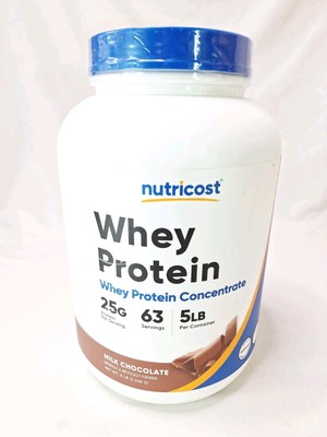 Nutricost Whey Protein Concentrate Milk Chocolate 25g 63 Serving 5lb Exp 10/27