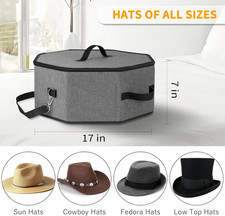 Hat Storage Box for Women and Men, Hat Box for Travel and Storage, Collapsibl...