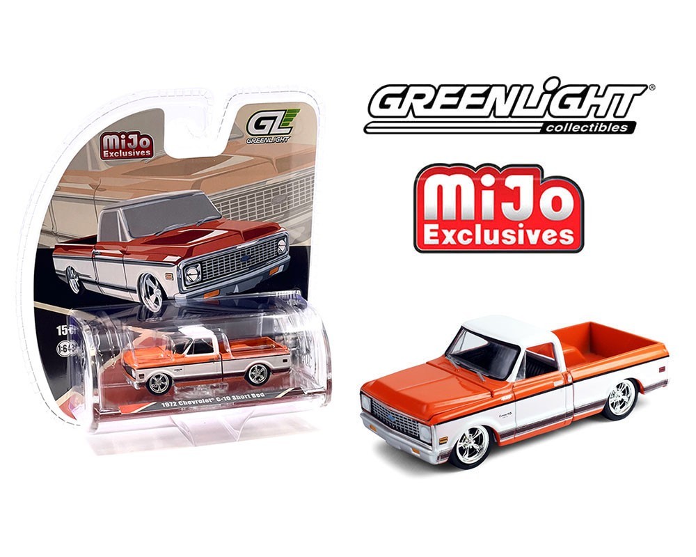 Greenlight 1972 Chevrolet C-10 Short Bed Custom Orange with White