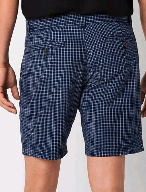 NWT Men's St. John's Bay Comfort Stretch 9" Chino Shorts Size 40 Blue Check - Image 2 of 4