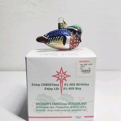 BRONNER'S CHRISTmas Wonderland Wood Duck Glass Blown Ornament 
