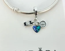 Authentic PANDORA Camera, Heart & Compass Triple Dangle 792703C01 Charm