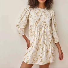 Reformation Beckett Floral-Print Organic Cotton-Blend Mini Dress Size XS