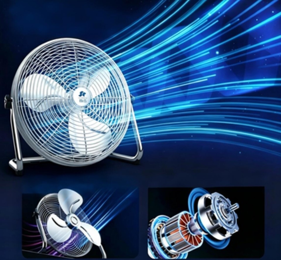 High Velocity Chrome Metal Floor Fan Durable Portable Industrial Floor ...