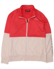Kappa Womens Graphic Tracksuit Top Jacket UK 16 Large Red Colourblock FL04