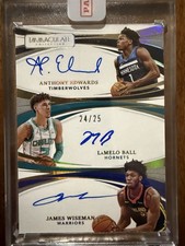 2020-21 IMMACULATE ANTHONY EDWARDS LAMELO BALL WISEMAN RC ROOKIE AUTO 24/25