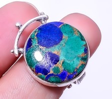 Copper Azurite Designer 925 Sterling Silver Handmade Ring Size Adjustable R6