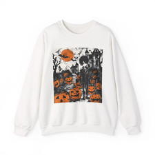 Halloween Pumpkin Graphic Sweatshirt Goth Fall Spooky Unisex Crewneck Gift
