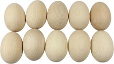 Paintable Wooden Eggs for Crafts - Set of 10 Unfinished Natural Wood